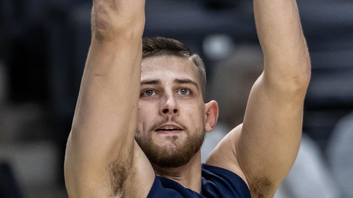 Former Husky Erik Stevenson takes a shot for West Virginia in 2023. 