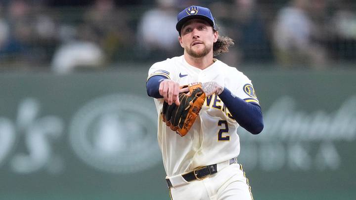 Jul 20, 2026; Milwaukee, Wisconsin, USA; Milwaukee Brewers second baseman Brice Turang (2) throws to first base during the fifth inning against the New York Mets at American Family Field. Mandatory Credit: Jeff Hanisch-Imagn Images Jul 20, 2026; Milwaukee, Wisconsin, USA; Milwaukee Brewers second baseman Brice Turang (2) throws to first base during the fifth inning against the New York Mets at American Family Field. Mandatory Credit: Jeff Hanisch-Imagn Images