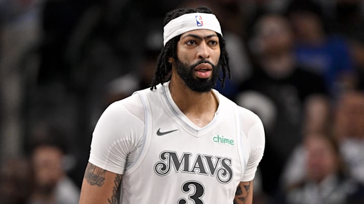 Feb 8, 2025; Dallas, Texas, USA; Dallas Mavericks forward Anthony Davis (3) in action during the game between the Dallas Mavericks and the Houston Rockets at the American Airlines Center. Mandatory Credit: Jerome Miron-Imagn Images