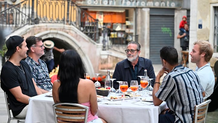 DESTINATION X -- "The Knives Are Out" Episode 108 -- Pictured: (l-r) Peter Weber, Rick Szabo, Allyson "Ally" Bross, Jeffrey Dean Morgan, Shayne Cureton, Christian "Biggy" Bailey -- (Photo by: Andrea Pattaro/NBC)