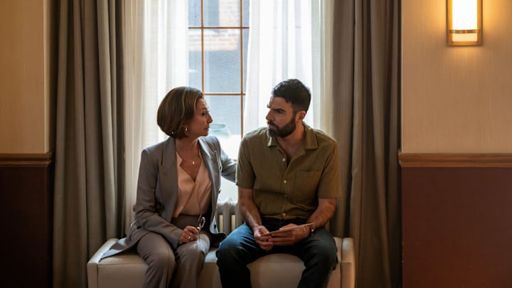 BRILLIANT MINDS -- "The Contestant" Episode 202 -- Pictured: (l-r) Donna Murphy as Dr. Muriel Landon, Zachary Quinto as Dr. Oliver Wolf -- (Photo by: Pief Weyman/NBC)