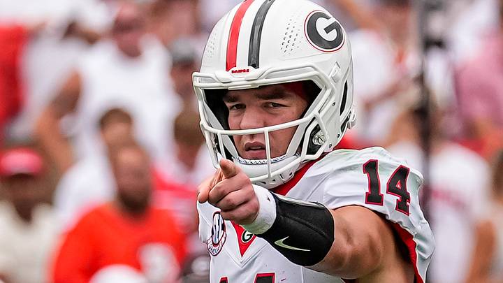 Georgia Football QB Gunner Stockton against the Western Kentucky Hilltoppers. Georgia Football QB Gunner Stockton against the Western Kentucky Hilltoppers.