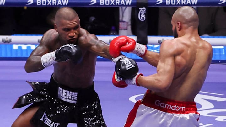 Conor Benn (left) throwing a jab against Chris Eubank Jr. (right) Conor Benn (left) throwing a jab against Chris Eubank Jr. (right)