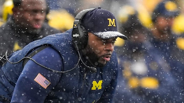 Michigan head coach Sherrone Moore watches a play against Ohio State during the second half at Michigan Stadium in Ann Arbor on Saturday, Nov. 29, 2025. Michigan head coach Sherrone Moore watches a play against Ohio State during the second half at Michigan Stadium in Ann Arbor on Saturday, Nov. 29, 2025.