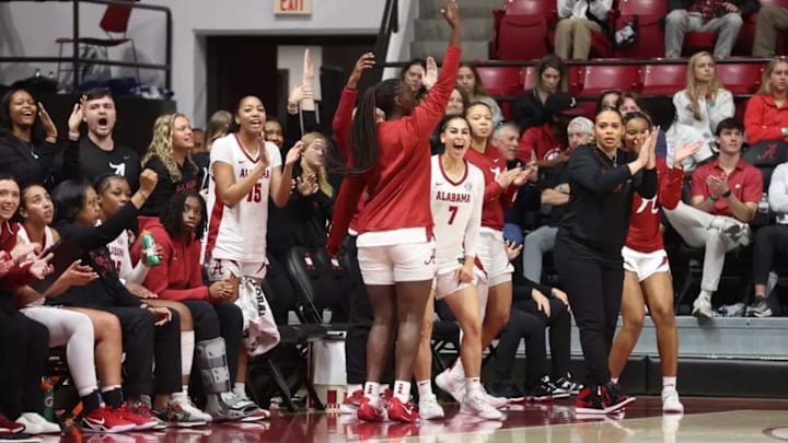 The Alabama Women's Basketball Team celebrates at Coleman Coliseum in Tuscaloosa, AL on Sunday, Mar 1, 2026. The Alabama Women's Basketball Team celebrates at Coleman Coliseum in Tuscaloosa, AL on Sunday, Mar 1, 2026.