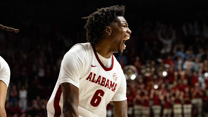 Alabama forward London Jemison celebrates a play in the second half of the game against Texas on Jan. 10, 2025. Alabama forward London Jemison celebrates a play in the second half of the game against Texas on Jan. 10, 2025.