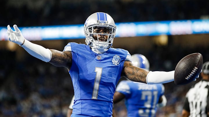 Former Lions cornerback Cam Sutton celebrates a play during the second half against Panthers Former Lions cornerback Cam Sutton celebrates a play during the second half against Panthers