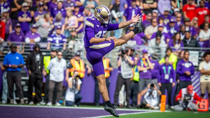 Luke Dunne follows through with a punt against Ohio State.