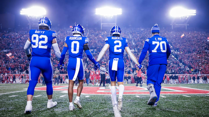 BYU captains take the field against Utah