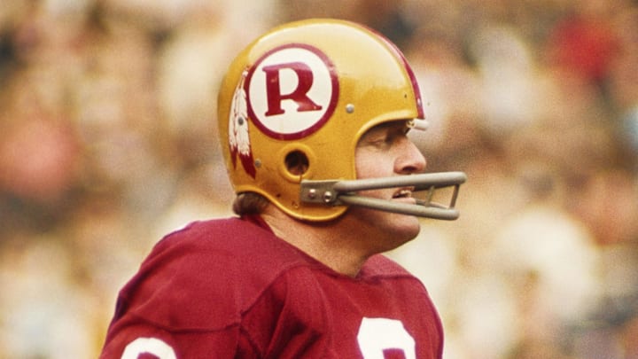 Dec 1970; Unknown Location, USA; FILE PHOTO; Washington Redskins quarterback Sonny Jurgensen (9) on the field during the 1970 season. Mandatory Credit: Malcolm Emmons-USA TODAY NETWORK