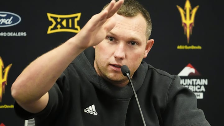 Arizona State head coach Kenny Dillingham holds a news conference on Oct. 27, 2025, in Tempe.