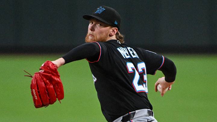 Miami Marlins starting pitcher Max Meyer