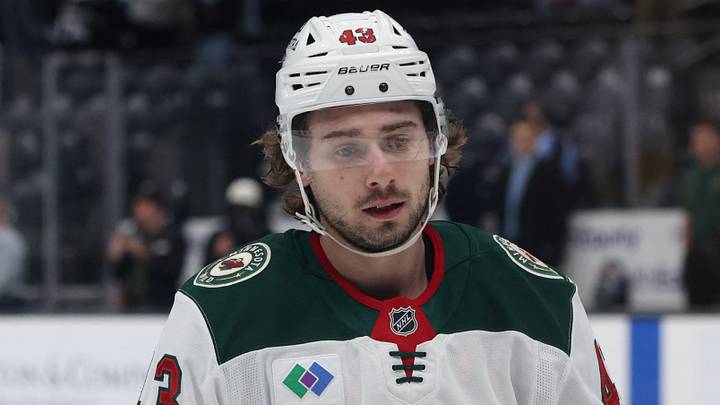 Minnesota Wild defenseman Quinn Hughes (43) warms up before a game against the Utah Mammoth at Delta Center. Mandatory Credit: Rob Gray-Imagn Images Minnesota Wild defenseman Quinn Hughes (43) warms up before a game against the Utah Mammoth at Delta Center. Mandatory Credit: Rob Gray-Imagn Images
