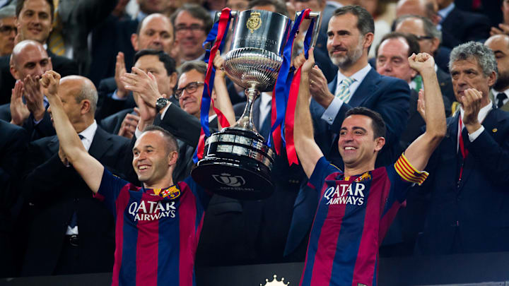 Andres Iniesta (left) and Xavi Hernandez will both feature for Barcelona's legends team