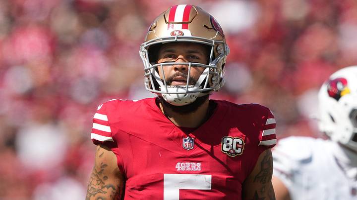 Sep 27, 2026; Santa Clara, California, USA; San Francisco 49ers wide receiver Mike Evans (5) during the second quarter against the Arizona Cardinals at Levi's Stadium. Mandatory Credit: Darren Yamashita-Imagn Images Sep 27, 2026; Santa Clara, California, USA; San Francisco 49ers wide receiver Mike Evans (5) during the second quarter against the Arizona Cardinals at Levi's Stadium. Mandatory Credit: Darren Yamashita-Imagn Images