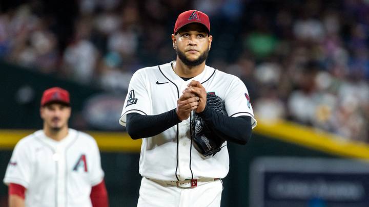 Aug 4, 2026; Phoenix, Arizona, USA; Arizona Diamondbacks pitcher Eduardo Rodriguez reacts in the second inning against the San Diego Padres at Chase Field. Mandatory Credit: Mark J. Rebilas-Imagn Images Aug 4, 2026; Phoenix, Arizona, USA; Arizona Diamondbacks pitcher Eduardo Rodriguez reacts in the second inning against the San Diego Padres at Chase Field. Mandatory Credit: Mark J. Rebilas-Imagn Images