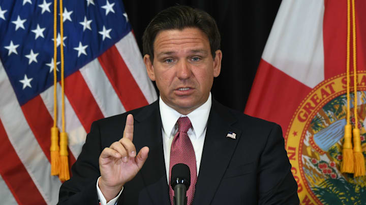 Florida Gov. Ron DeSantis speaks at a press conference in...
