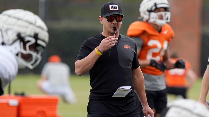 Oklahoma State football coach Eric Morris. Oklahoma State football coach Eric Morris.