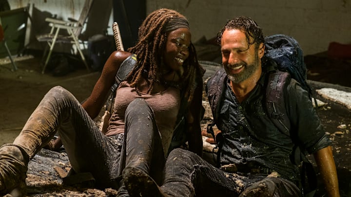 Andrew Lincoln as Rick Grimes, Danai Gurira as Michonne - The Walking Dead _ Season 7, Episode 12 - Photo Credit: Gene Page/AMC