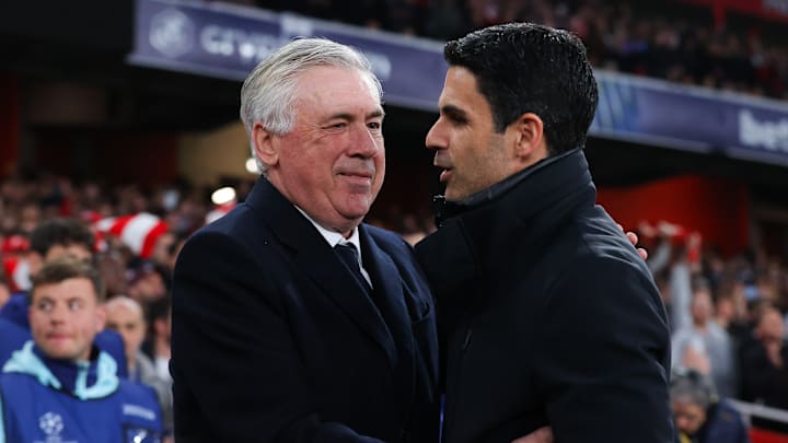 Carlo Ancelotti (left) and Mikel Arteta exchanged some warm words