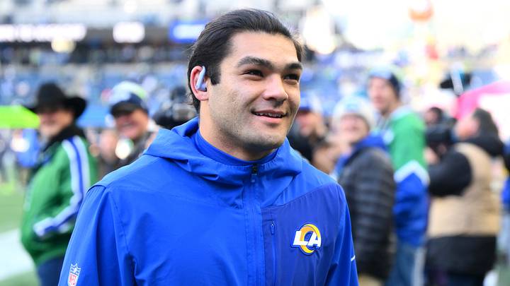 Jan 25, 2026; Seattle, WA, USA; Los Angeles Rams wide receiver Puka Nacua (12) looks on before the 2026 NFC Championship Game against the Seattle Seahawks at Lumen Field. Mandatory Credit: Steven Bisig-Imagn Images