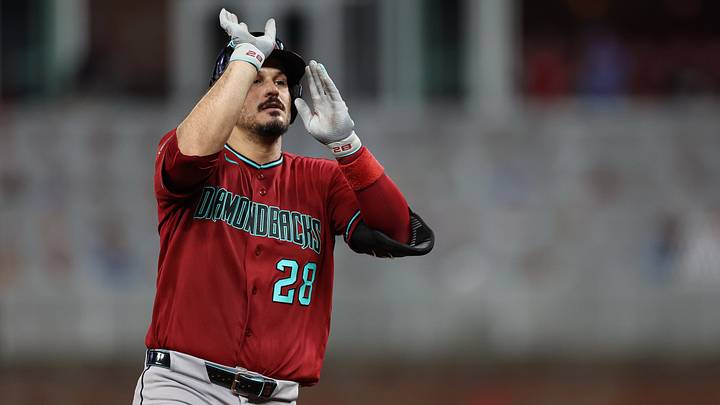 Aug 15, 2026; Cumberland, Georgia, USA; Arizona Diamondbacks third baseman Nolan Arenado (28) reacts while rounding the bases after hitting a solo home run against the Atlanta Braves in the seventh inning at Truist Park. Mandatory Credit: Colin Hubbard-Imagn Images Aug 15, 2026; Cumberland, Georgia, USA; Arizona Diamondbacks third baseman Nolan Arenado (28) reacts while rounding the bases after hitting a solo home run against the Atlanta Braves in the seventh inning at Truist Park. Mandatory Credit: Colin Hubbard-Imagn Images