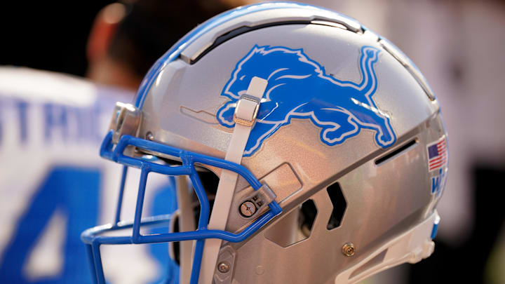 Aug 17, 2024; Kansas City, Missouri, USA; A general view of a Detroit Lions helmet during the second half of the game against the Kansas City Chiefs at GEHA Field at Arrowhead Stadium. Mandatory Credit: Denny Medley-Imagn Images Aug 17, 2024; Kansas City, Missouri, USA; A general view of a Detroit Lions helmet during the second half of the game against the Kansas City Chiefs at GEHA Field at Arrowhead Stadium. Mandatory Credit: Denny Medley-Imagn Images