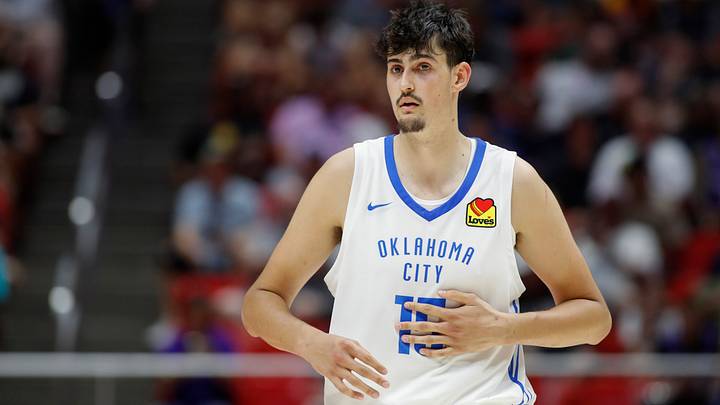 Aday Mara #15 of the Oklahoma City Thunder runs down the court against the Memphis Grizzlies during the second half at the 2026 NBA Salt Lake City SL.