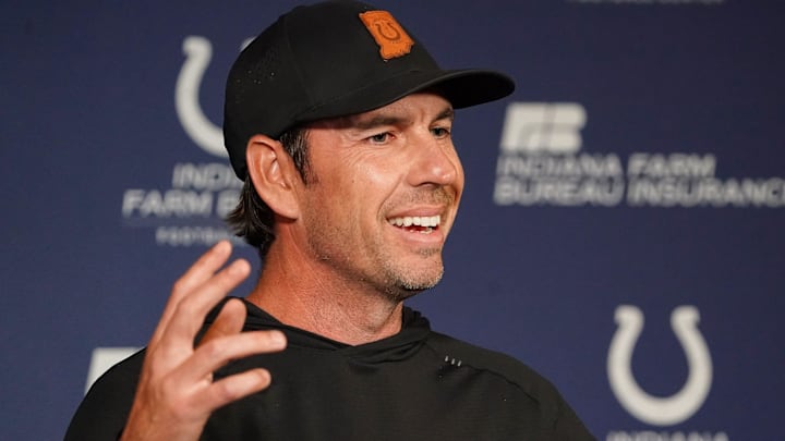 Indianapolis Colts head coach Shane Steichen talks to press Tuesday, June 10, 2025, during NFL Colts mandatory mini camp at the Indiana Farm Bureau Football Center in Indianapolis. Indianapolis Colts head coach Shane Steichen talks to press Tuesday, June 10, 2025, during NFL Colts mandatory mini camp at the Indiana Farm Bureau Football Center in Indianapolis.