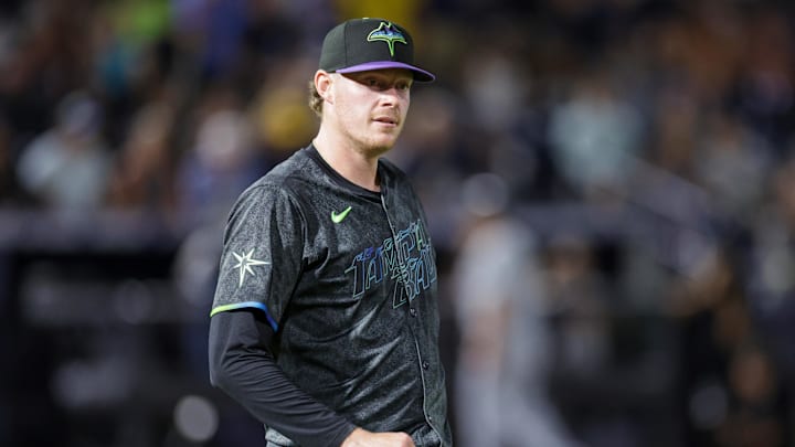 Jul 22, 2025; Tampa, Florida, USA; Tampa Bay Rays pitcher Pete Fairbanks (29)reacts after beating the Chicago White Sox in the ninth inning at George M. Steinbrenner Field. Mandatory Credit: Nathan Ray Seebeck-Imagn Images Jul 22, 2025; Tampa, Florida, USA; Tampa Bay Rays pitcher Pete Fairbanks (29)reacts after beating the Chicago White Sox in the ninth inning at George M. Steinbrenner Field. Mandatory Credit: Nathan Ray Seebeck-Imagn Images