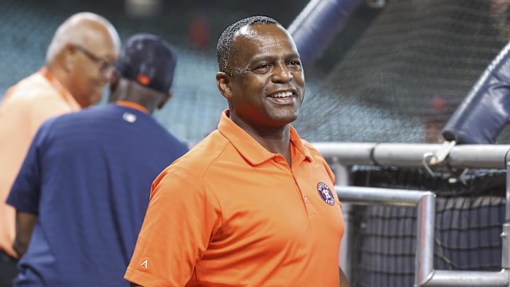 Jul 25, 2023; Houston, Texas, USA; Houston Astros general manager Dana Brown