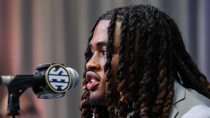 Jul 17, 2025; Atlanta, GA, USA; Texas A&M Aggies defensive back Will Lee III answers questions from the media during the SEC Media Days at Omni Atlanta Hotel. Mandatory Credit: Jordan Godfree-Imagn Images Jul 17, 2025; Atlanta, GA, USA; Texas A&M Aggies defensive back Will Lee III answers questions from the media during the SEC Media Days at Omni Atlanta Hotel. Mandatory Credit: Jordan Godfree-Imagn Images
