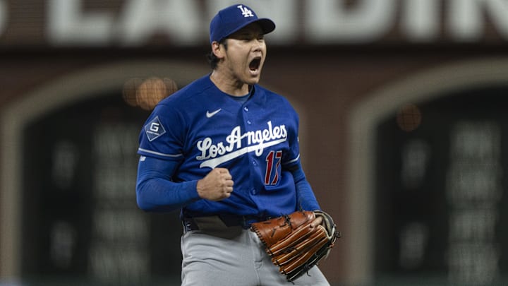 Apr 22, 2026; San Francisco, California, USA; Los Angeles Dodgers two-way player Shohei Ohtani (17) reacts after striking out the San Francisco Giants during the sixth inning at Oracle Park. Mandatory Credit: Stan Szeto-Imagn Images Apr 22, 2026; San Francisco, California, USA; Los Angeles Dodgers two-way player Shohei Ohtani (17) reacts after striking out the San Francisco Giants during the sixth inning at Oracle Park. Mandatory Credit: Stan Szeto-Imagn Images