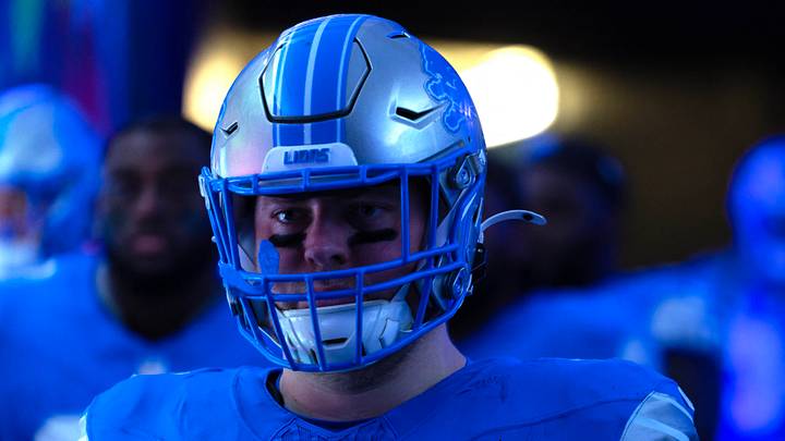 Nov 17, 2024; Detroit, Michigan, USA; Detroit Lions guard Michael Niese (62) makes his way to down the tunnel before the start of the game against the Jacksonville Jaguars during the first half at Ford Field. Mandatory Credit: David Reginek-Imagn Images Nov 17, 2024; Detroit, Michigan, USA; Detroit Lions guard Michael Niese (62) makes his way to down the tunnel before the start of the game against the Jacksonville Jaguars during the first half at Ford Field. Mandatory Credit: David Reginek-Imagn Images