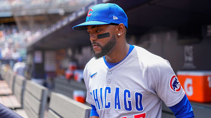 Jul 13, 2025; Bronx, New York, USA; Chicago Cubs third baseman Vidal Brujan (17) prior to the game against the New York Yankees at Yankee Stadium. Mandatory Credit: Gregory Fisher-Imagn Images Jul 13, 2025; Bronx, New York, USA; Chicago Cubs third baseman Vidal Brujan (17) prior to the game against the New York Yankees at Yankee Stadium. Mandatory Credit: Gregory Fisher-Imagn Images