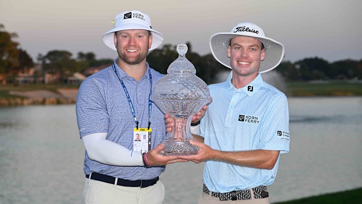 Joe Highsmith (right) and caddie Joe LaCava Jr. teamed up for an improbable win at the Cognizant Classic.