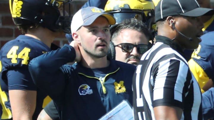 Michigan football analyst Connor Stalions on the sideline during the Wolverines' 31-7 win over Rutgers, Sept. 23, 2023 at Michigan Stadium in Ann Arbor.