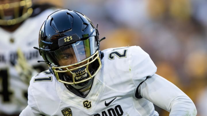 Oct 7, 2023; Tempe, Arizona, USA; Colorado Buffaloes safety Shilo Sanders (21) against the Arizona State Sun Devils at Mountain America Stadium. Mandatory Credit: Mark J. Rebilas-USA TODAY Sports Oct 7, 2023; Tempe, Arizona, USA; Colorado Buffaloes safety Shilo Sanders (21) against the Arizona State Sun Devils at Mountain America Stadium. Mandatory Credit: Mark J. Rebilas-USA TODAY Sports
