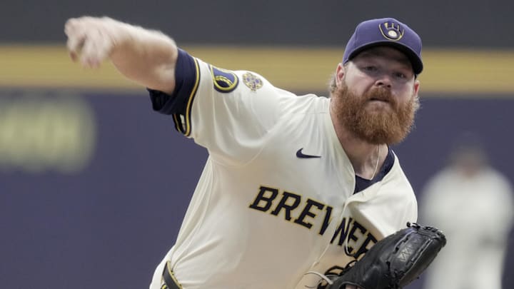 Aug 25, 2025; Milwaukee, Wisconsin, USA; Milwaukee Brewers pitcher Brandon Woodruff (53) delivers a pitch abasing the Arizona Diamondbacks in the first inning at American Family Field. Mandatory Credit: Mark Hoffman/USA Today Network via Imagn Images Aug 25, 2025; Milwaukee, Wisconsin, USA; Milwaukee Brewers pitcher Brandon Woodruff (53) delivers a pitch abasing the Arizona Diamondbacks in the first inning at American Family Field. Mandatory Credit: Mark Hoffman/USA Today Network via Imagn Images