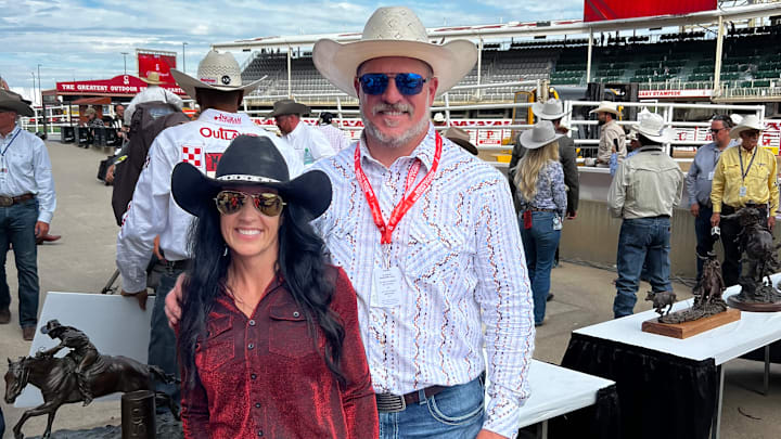 Anita and Brandon in Calgary after her big win