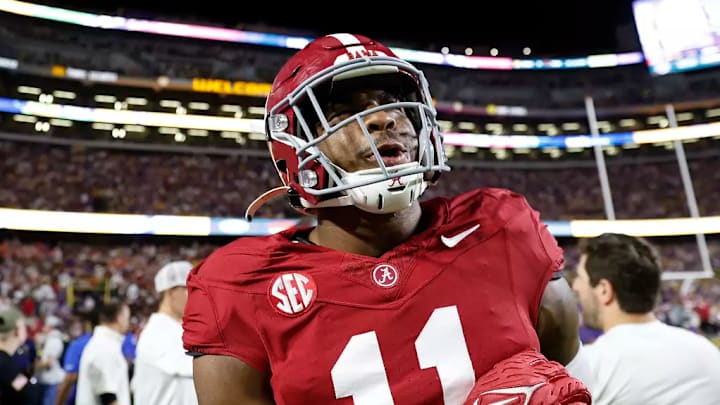 Alabama Linebacker Jihaad Campbell (11) watches against LSU at Tiger Stadium in Baton Rouge, LA on Saturday, Nov 9, 2024. 
