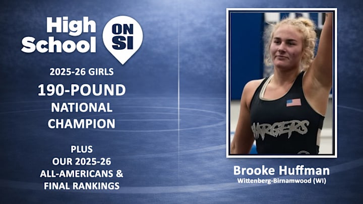 Wittenberg-Birnmwood (WI) junior Brooke Huffman is the 2025-26 High School 190-Pound Girls National Wrestling Champion. Wittenberg-Birnmwood (WI) junior Brooke Huffman is the 2025-26 High School 190-Pound Girls National Wrestling Champion.