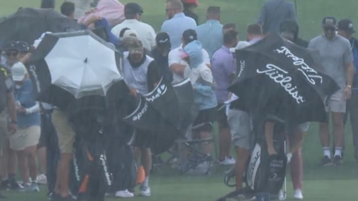 The rain has arrived at the Players Championship.