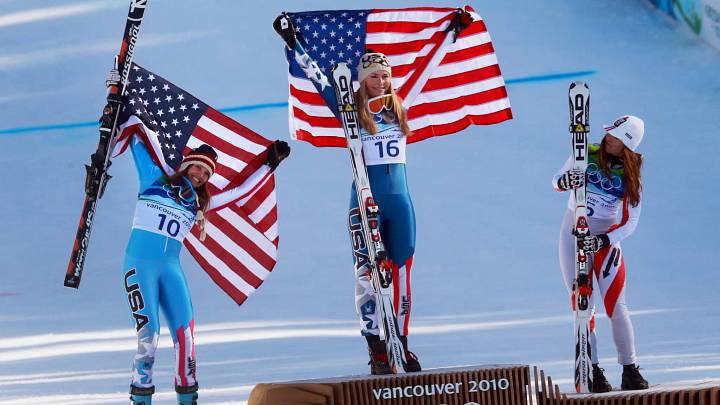 Lindsey Vonn - The First American Woman to win a Gold Medal in the downhill - Vancouver Olympics in 2010 Lindsey Vonn - The First American Woman to win a Gold Medal in the downhill - Vancouver Olympics in 2010