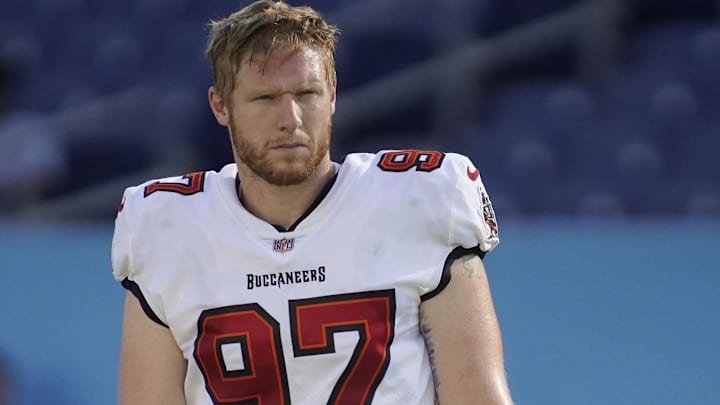 Aug 20, 2022; Nashville, TN, USA; Tampa Bay Buccaneers long snapper Zach Triner (97) walks the field before the start of their preseason game against the Titans at Nissan Stadium on Saturday, Aug. 20, 2022, in Nashville, Tenn.
Mandatory Credit: Andrew Nelles-Imagn Images Aug 20, 2022; Nashville, TN, USA; Tampa Bay Buccaneers long snapper Zach Triner (97) walks the field before the start of their preseason game against the Titans at Nissan Stadium on Saturday, Aug. 20, 2022, in Nashville, Tenn.
Mandatory Credit: Andrew Nelles-Imagn Images