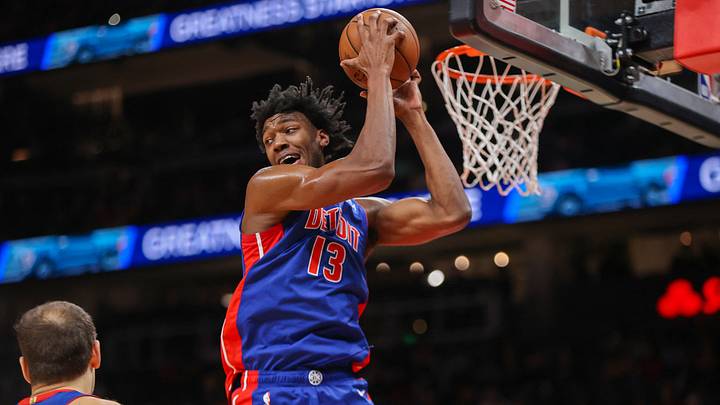 Dec 18, 2023; Atlanta, Georgia, USA; Detroit Pistons center James Wiseman (13) grabs a rebound against the Atlanta Hawks in the second quarter at State Farm Arena. Mandatory Credit: Brett Davis-USA TODAY Sports Dec 18, 2023; Atlanta, Georgia, USA; Detroit Pistons center James Wiseman (13) grabs a rebound against the Atlanta Hawks in the second quarter at State Farm Arena. Mandatory Credit: Brett Davis-USA TODAY Sports