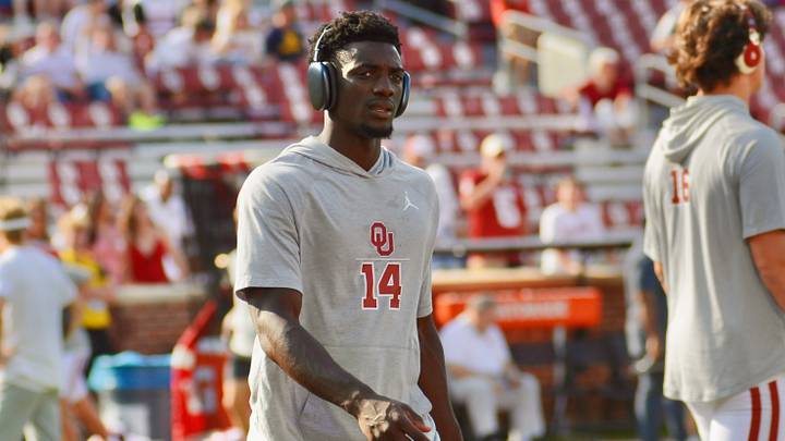 Oklahoma wide receiver Elijah Thomas has impressed during preseason camp, with Isaiah Sategna calling Thomas "built in a lab."