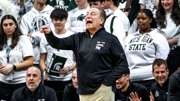 Michigan State's head coach Tom Izzo calls out to players during the game against Minnesota on Tuesday, Jan. 28, 2025, at the Breslin Center in East Lansing.