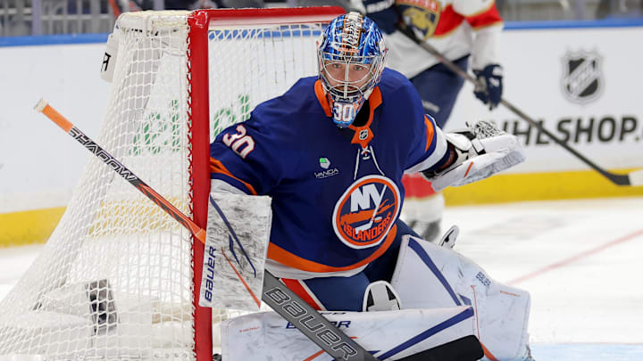 Ilya Sorokin is locked in on Long Island. Ilya Sorokin is locked in on Long Island.