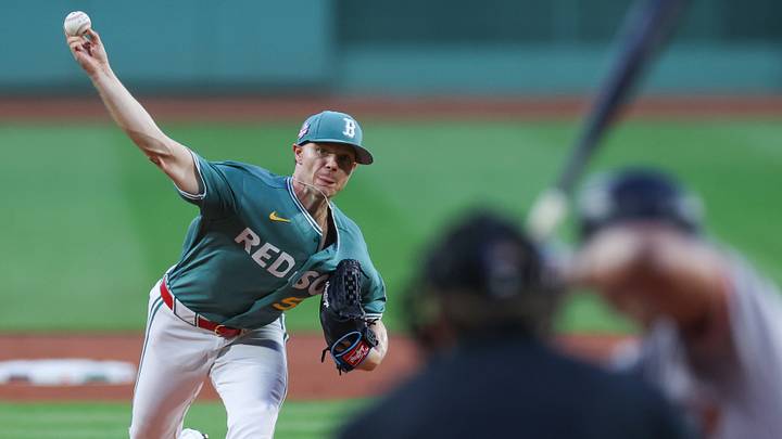 Aug 21, 2026; Boston, Massachusetts, USA; Boston Red Sox starting pitcher Sonny Gray (54) delivers a pitch during the first inning against the San Francisco Giants at Fenway Park. Mandatory Credit: Paul Rutherford-Imagn Images
